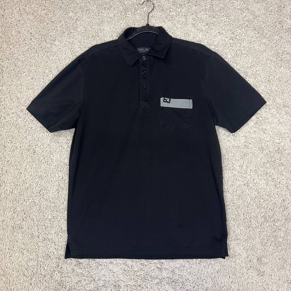 Rool Golf Polo Shirt Mens Medium Black Short Sleeve Preppy Active Country Club